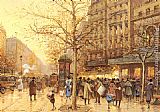 A Paris Street Scene by Eugene Galien-Laloue